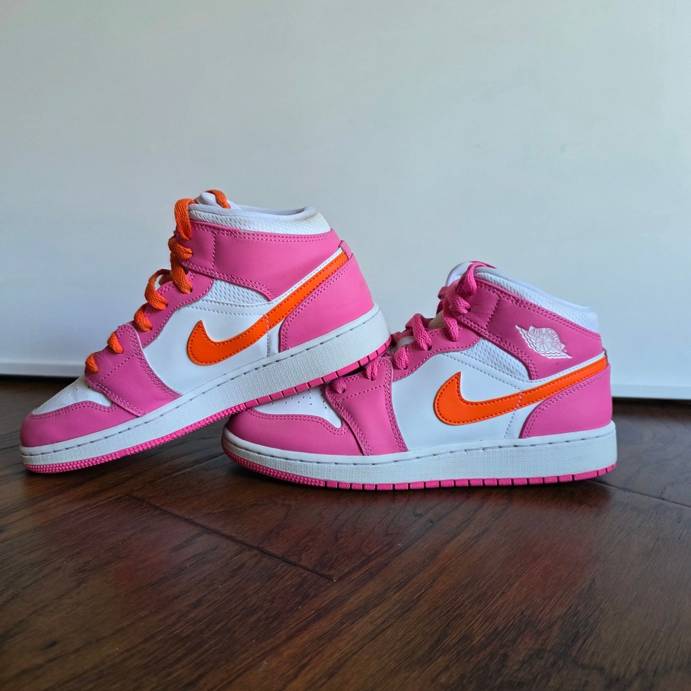 Nike Air Jordan 1 Mid GS Pinksicle Safety Orange DX3240-681 Size 6.5Y